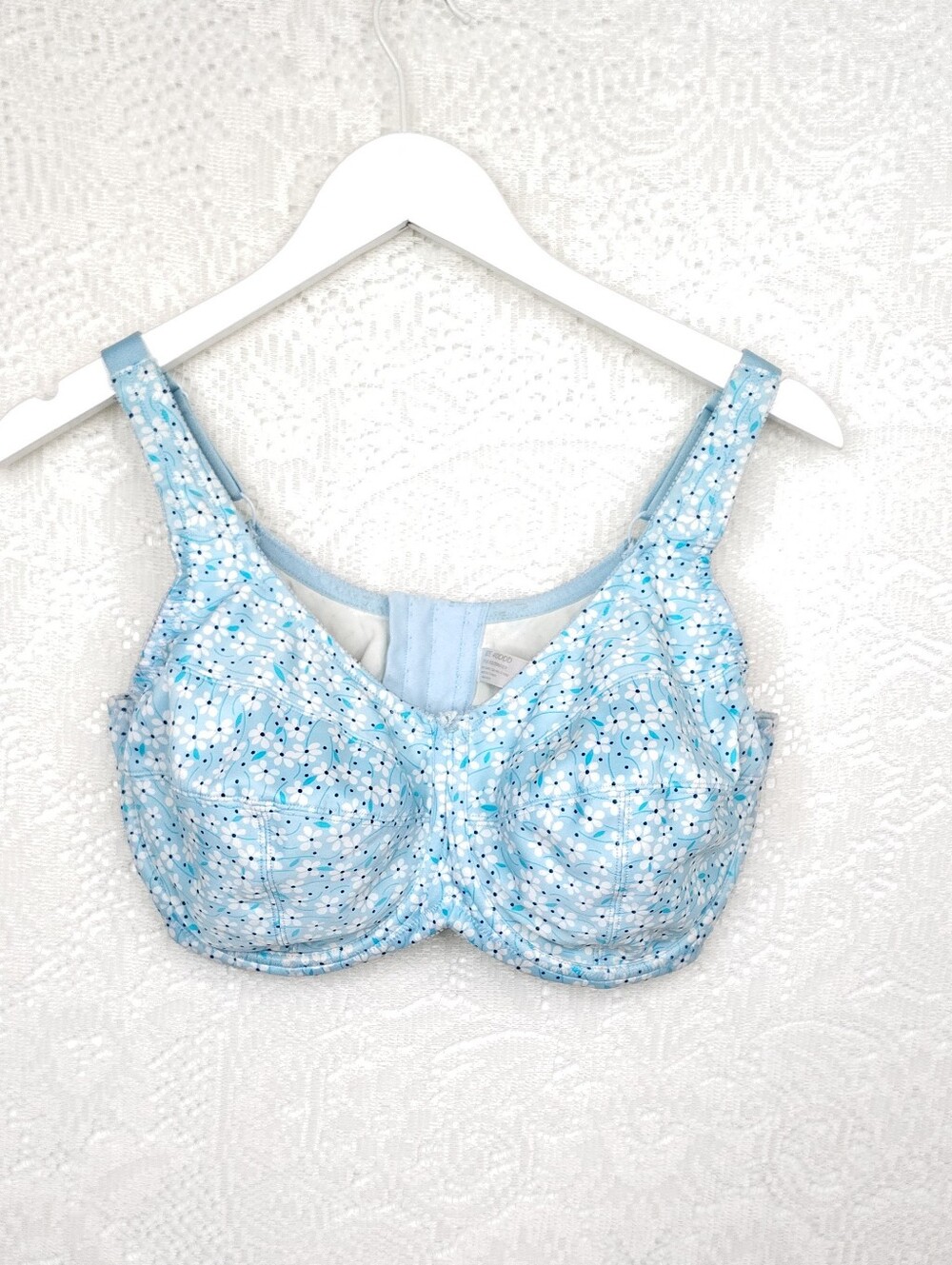 Cabernet Light Blue Floral Full Coverage Bra 40DDD